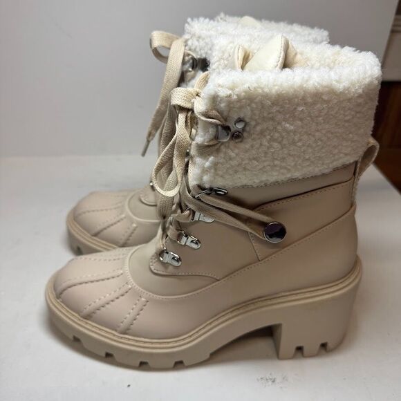 Steve Madden Women 6.5 M Sand Tan Northern Lined Hiking Boots NIB HQ6 - Picture 2 of 6